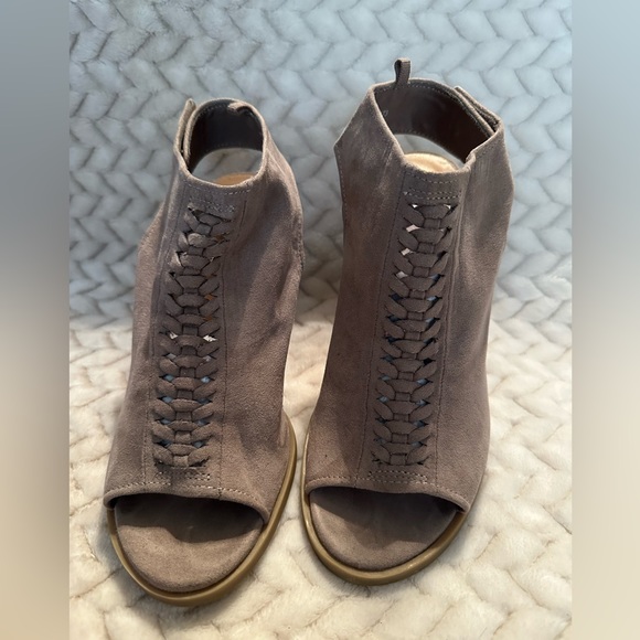 Gap Taupe Suede Peep Toe Booties - Picture 2 of 9